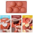 thumbnail image 3 of Molde de silicona extra grande con 5 cavidades y forma hemisférica, 3 paquetes de moldes para hornear para hacer chocolate, pasteles, gelatinas y mousse en cúpula, 3 of 5