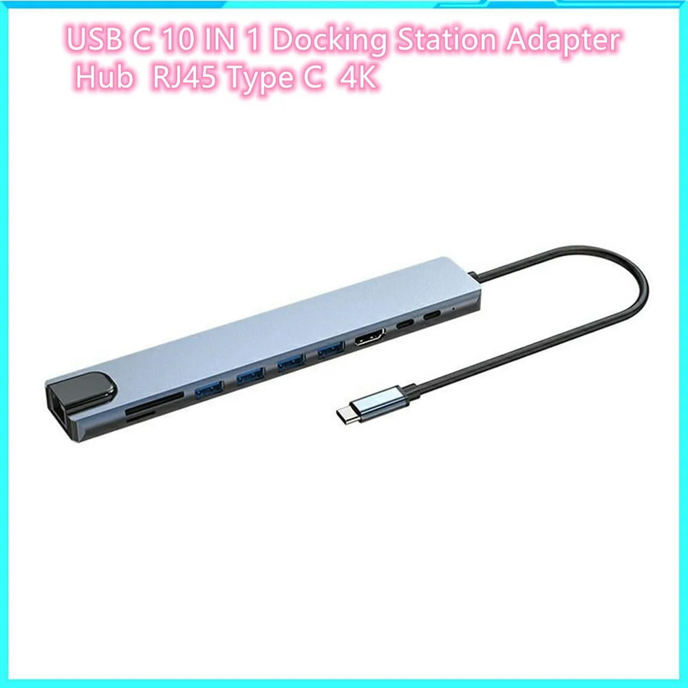 FOR -function 10 In 1 Docking Station Type C Adapter 100W PD3.0 Power RJ45 USB-C Data Transmission 4K Laptop Hub Accessories