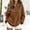 Brown, variant on Women's Leopard Print Quarter Zip Pullover Sweatshirt, Long Sleeve Stand Collar Casual Loose Fit Top Brown XXL