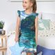 thumbnail image 4 of Balery Tropical Paradise Window View Camisón de princesa para niñas, pijama de algodón con mangas abullonadas, suave y bonito.-X-Large, 4 of 6