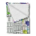 thumbnail image 2 of Amsterdam Soft Flannel Fleece Throw Blanket, Hand-drawn Style Houses of Vibrant Watercolor Splashes Details, Cozy Plush for Indoor and Outdoor Use, 60" x 80", Multicolor, by Ambesonne, 2 of 5
