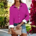 thumbnail image 2 of XFLWAM Fall Clothes for Women Long Sleeve Lapel Collar Shirts Loose Fit Tunic Tops Dressy Casual Blouses Womens Tops Hot Pink XL, 2 of 6