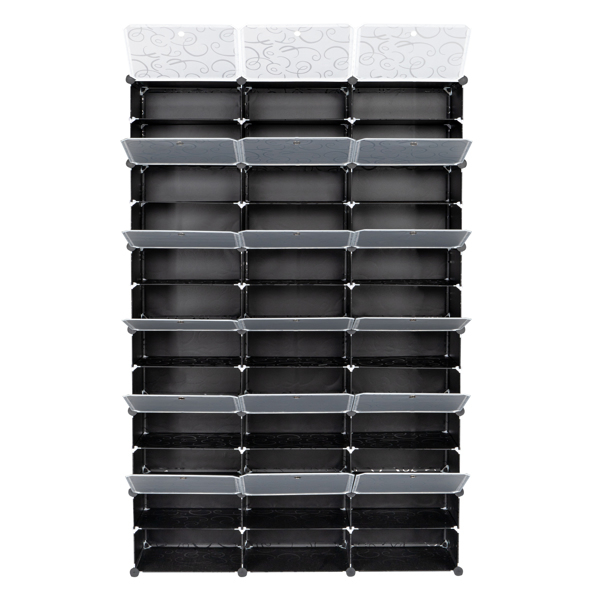 Alvantor Expandable 12-Tier Shoe Rack Organizer with 36 Grids for Up to 72 Pairs of Shoes in Black