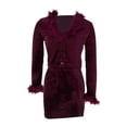 thumbnail image 6 of 2 Piece Outfit for Women Summer Sets Women's Winter V Neck Sexy Plush Suit Dress, 6 of 7