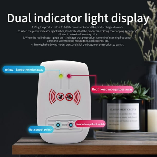 Ahuyentador de mosquitos Ratón Repelente electrónico ultrasónico para el control de roedores (UE) Ndcxsfigh Para estrenar