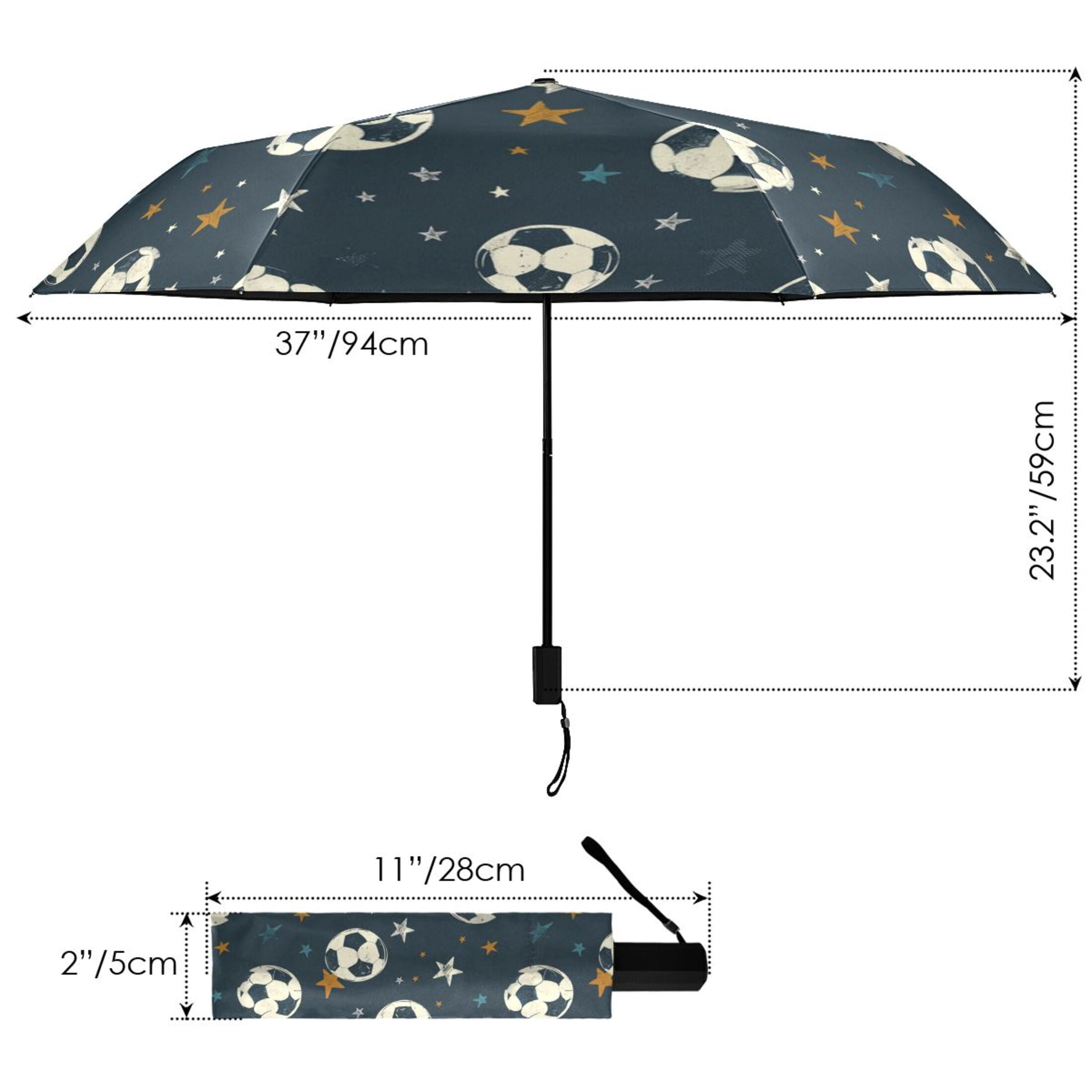 ALAZA Football and Stars UPF 50+ Compact Folding Umbrella for Rain Travel Umbrella Packable