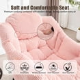 thumbnail image 3 of OMNIBERG Lazy Chair with Folding Ottoman, Oversized Comfy Lounge Chair with Armrests and Side Pocket for Reading, Relaxing, and Napping, Perfect for Living Room, Bedroom or Office, Pink, 3 of 9