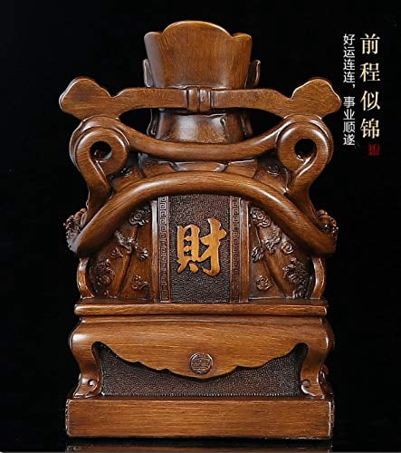 Fengshui The Statues God of Fortune Hold Treasure Bowl Resin Artware Home Décor