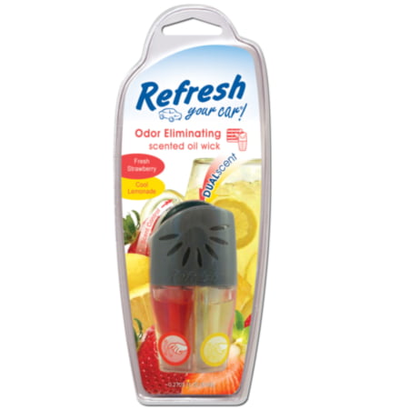 Refresh Your Car Strawberry/Lemonade Odor Eliminating Dual Scent Oil Wick, 0.27 fl