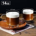 thumbnail image 2 of Clear Coffee mug 14oz, Glass Coffee Mugs Set of 2, Large Glass Coffee Cups with Handle for Hot/Cold Drink, Latte, Cappuccino, Tea, Juice and Beer, 2 of 6