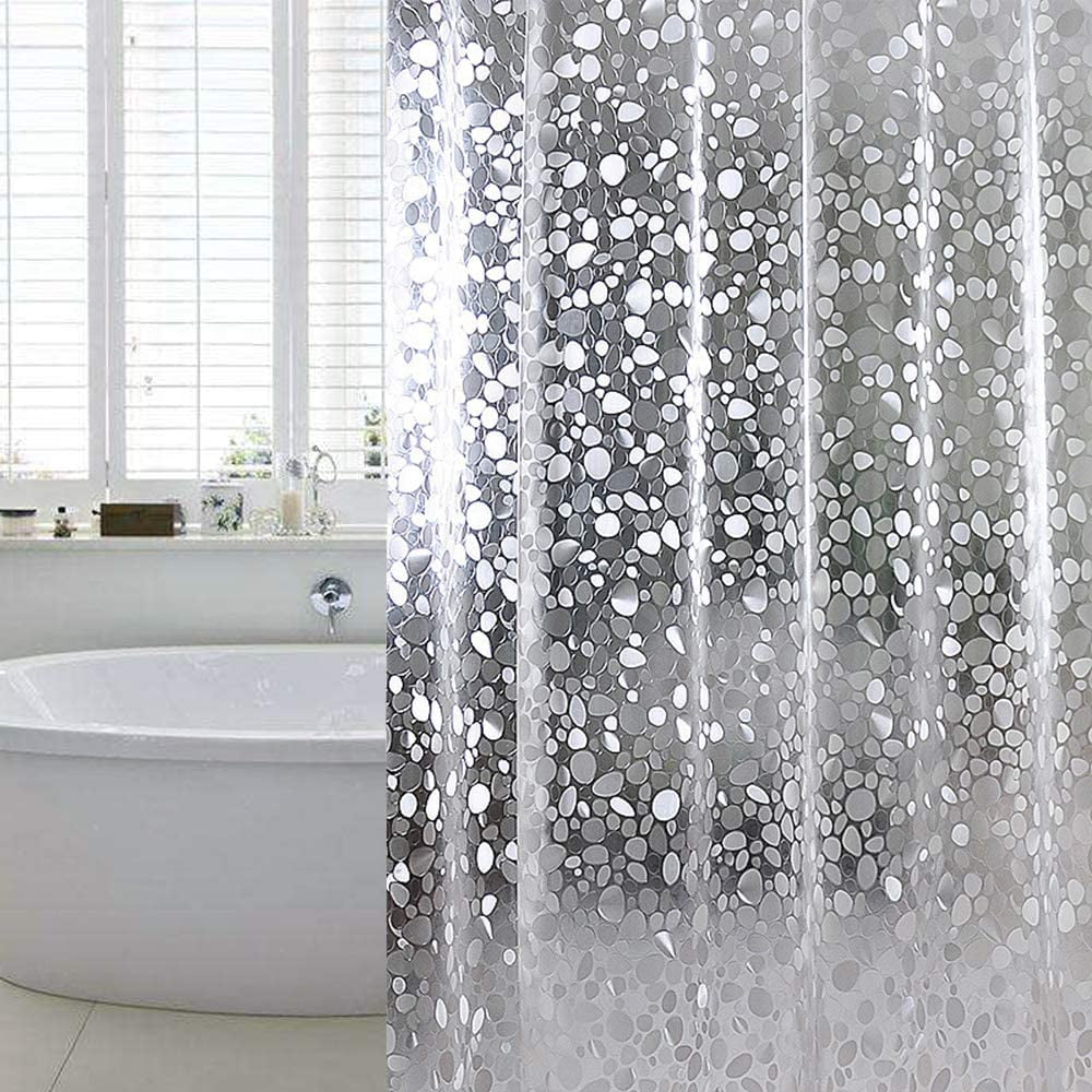 Shower Curtain Black 180x200cm Modern Bath Bathroom Curtains w/ Rings Waterproof 