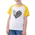 thumbnail image 2 of Frnrwgo Boys Girls' T-Shirts Yellow Cute Heart Grpahic Raglan Short Sleeve Tee Tops 3-14 Years, 2 of 5