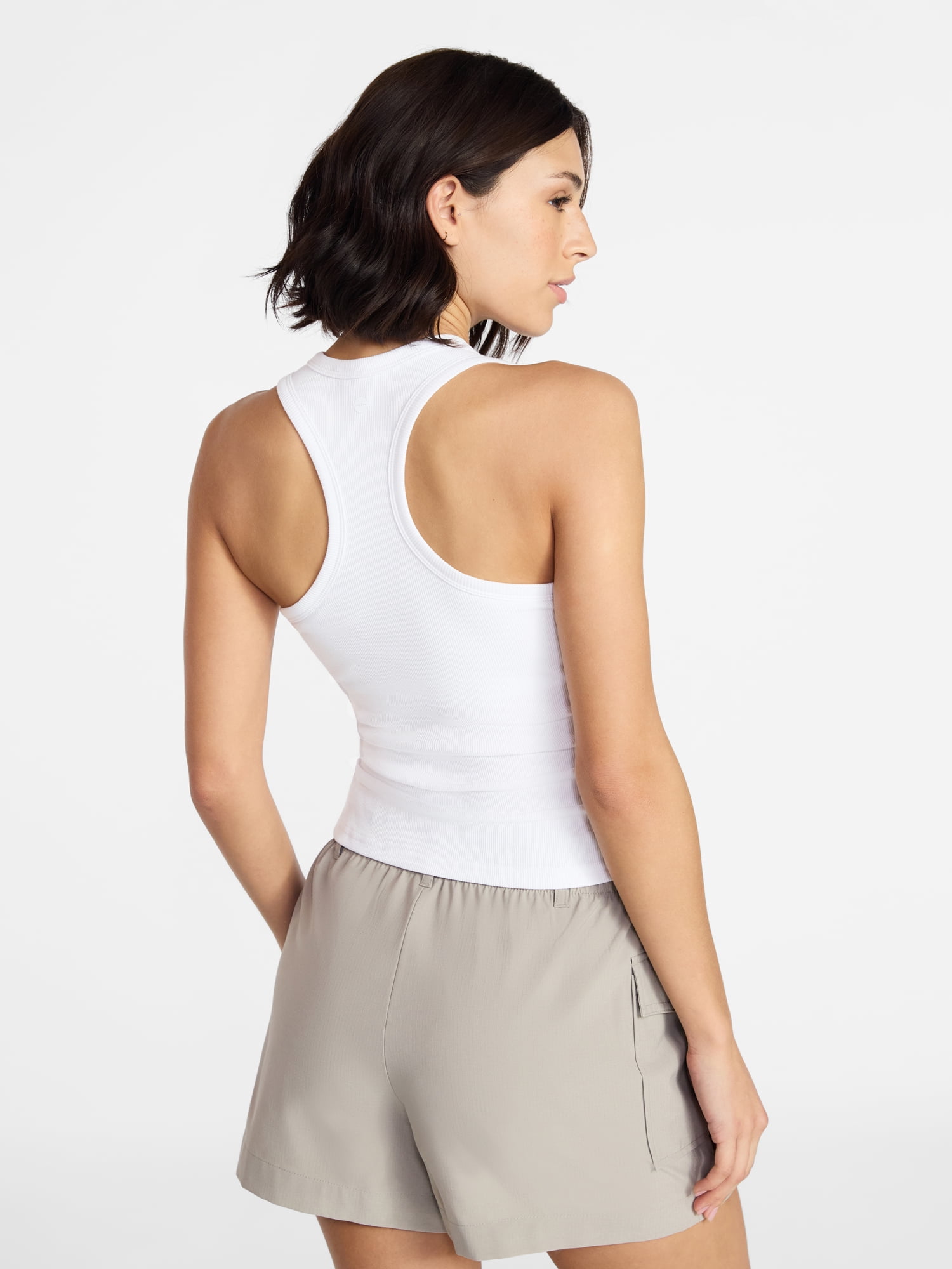 Avia Women's and Women's Plus Cotton Ruched Rib Tank Top, Sizes XS-4X