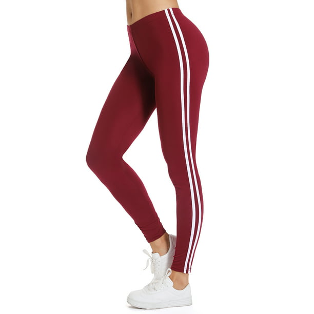 FITTOO Women Solid Leggings Soft Stretch Striped Compression Yoga Pants -