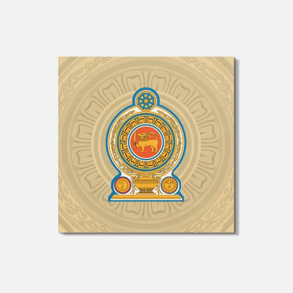Sri Lanka Coat Of Arms 4'' X 4'' Square Wooden Coaster