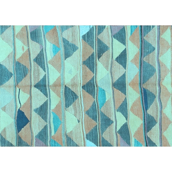 Ahgly Company Indoor Rectangle Southwestern Light Blue Country Area Rugs, 5' x 7'