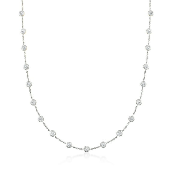 Ross-Simons 10.00 ct. t.w. Bezel-Set CZ Station Necklace in Sterling Silver, Women's, Adult