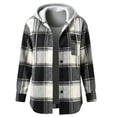 thumbnail image 6 of ZZkhGO Women's Plaid Hooded Button‑Front Cardigan Coat Long Sleeve Oversized Outerwear with Chest Pocket, 6 of 6