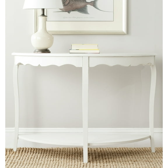 SAFAVIEH Christina Solid Rustic Demilune Console, Shady White