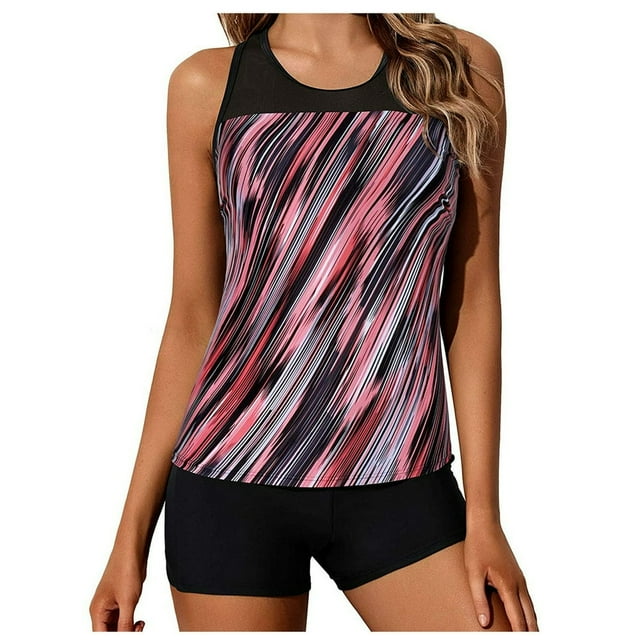 Women Tankini Swimsuit Tummy Control Top With Shorts Two Piece Bathing Suit