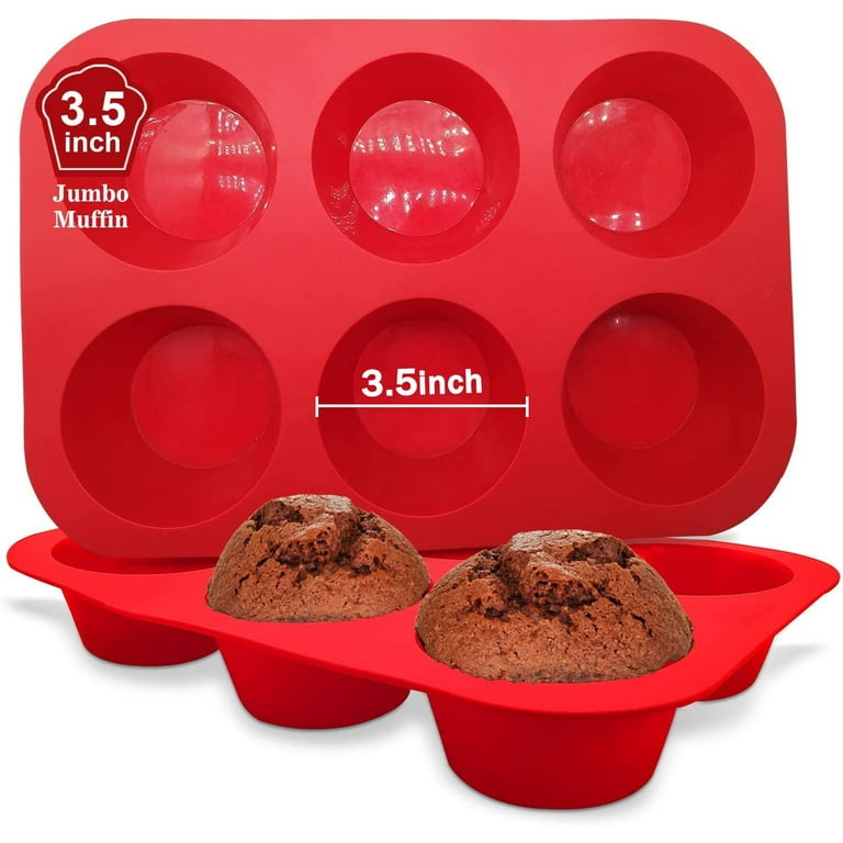 Silicone Texas Muffin Pan Set- 6 Cup Jumbo Silicone Cupcake Pan
