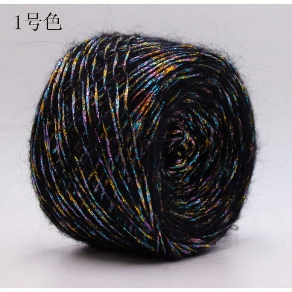Zhuge 200g Soft & Shiny Light Worsted Yarn, Assorted Variety Craft , Super Soft Fluffy Blend for Knitting, Crocheting, Loom and Weaving，Multicolor Yarn for Knitting,Black color