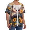 thumbnail image 2 of Sikiie Elegant Cute Panda Sunflower Men's Wrinkle Free Untucked Cuban Shirt Business Casual Button Down Shirts Short Sleeve Shirt4X-Large, 2 of 5