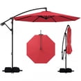 thumbnail image 1 of Costway Parasol Suspendu Déporté de 10 Pi avec Base pour Patio, Rotation à 360°, Rouge, 1 of 10
