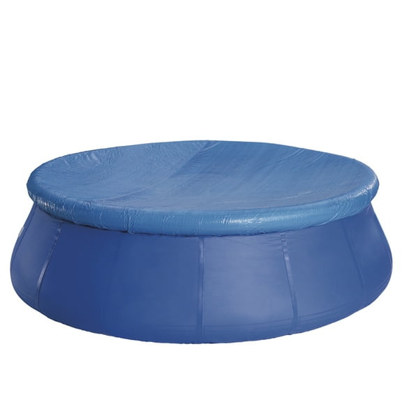 Pool Central 18.4' Durable Apertured Round Cover with Rope Ties for Prompt Set Swimming Pools - Blue