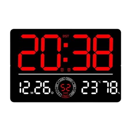 Lazsy Digital Wall Clock Dual Alarm Timer 12 // degree F Switchable Practical Multifunctional Red