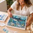 thumbnail image 6 of Ocean Theme DIY Pearl Art Kit Blue Shark Wave 3D Sparkling Coastal Mosaic Diamond Painting with Pearls Rhinestones Coastal Home Wall Decor Handmade Gift for Adults Teens Beach Lovers, 6 of 7