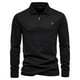 thumbnail image 1 of Polos de manga larga para hombre, 100 % algodón, de color liso, informales, nuevos polos básicos de primavera y otoño para hombre, 1 of 5