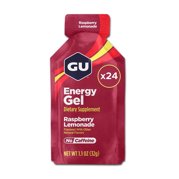 GU Energy Gel, Raspberry Lemonade, 24ct Box, Energy Booster for Running