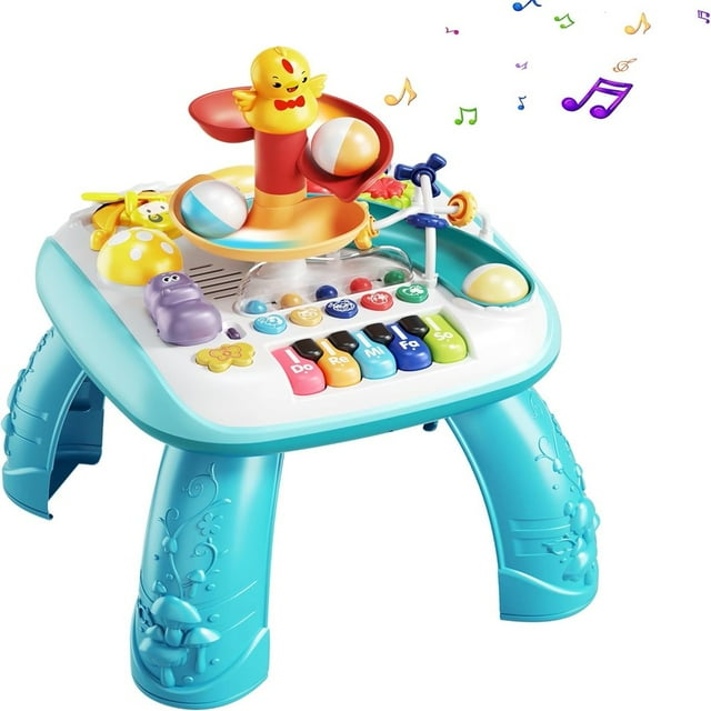 HLONK Baby Activity Table Learning Table - Educational Learning Musical Toys & Baby Standing Activity Center Musical Instruments for Toddlers 1-3 Boy and Girl Birthday Gift Baby Toys 6