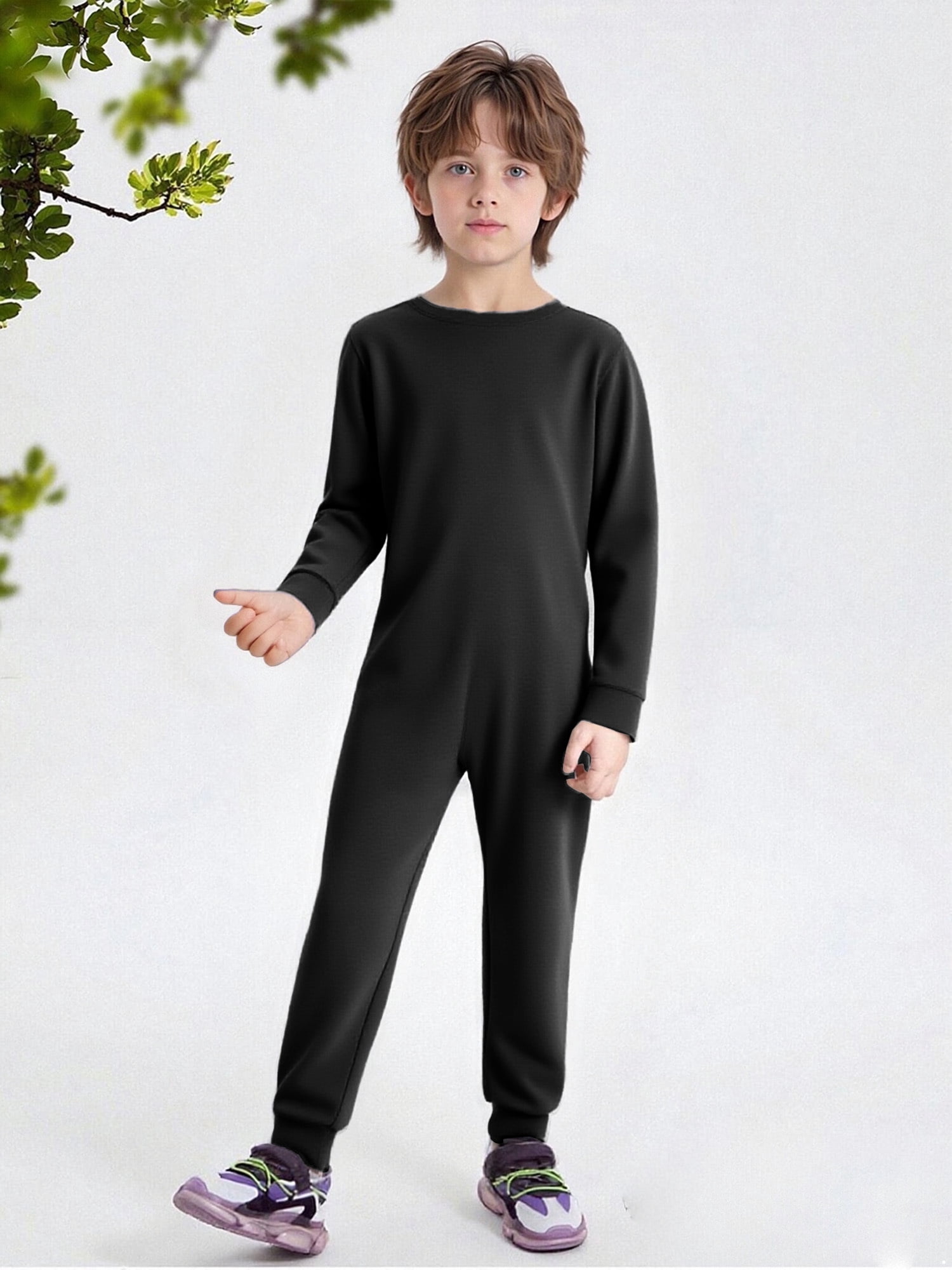 inlzdz Special Needs Adaptive Clothing for Children Cotton Long Sleeve Anti-strip Jumpsuit Onesie Black 16