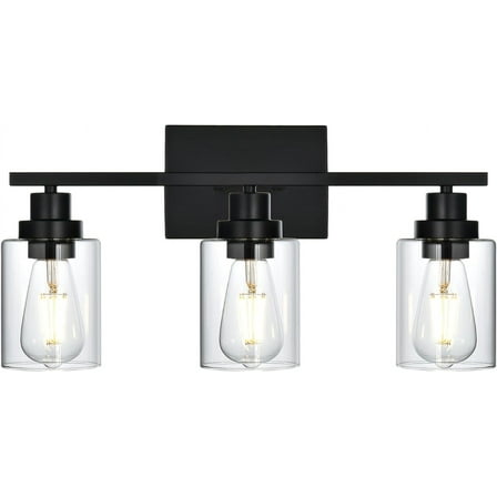 3 Light Bathroom Vanity Light Black, Bathroom Lighting Fixtures Over Mirror with Clear Glass Shades, Farmhouse Vanity Lights Modern Wall Sconces Light Fixtures for Bedroom Living Room