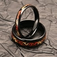thumbnail image 5 of 4mm Wide Tungsten Carbide Black Ring with Red Opal and Gold Flake Inlay Tungsten Couple Ring, 5 of 6
