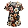 thumbnail image 2 of Scrubs for Women Plus Size,Floral Print Scrub Tops - Side Pocket Design for Nurses & Healthcare Workers - Black - XL, 2 of 5