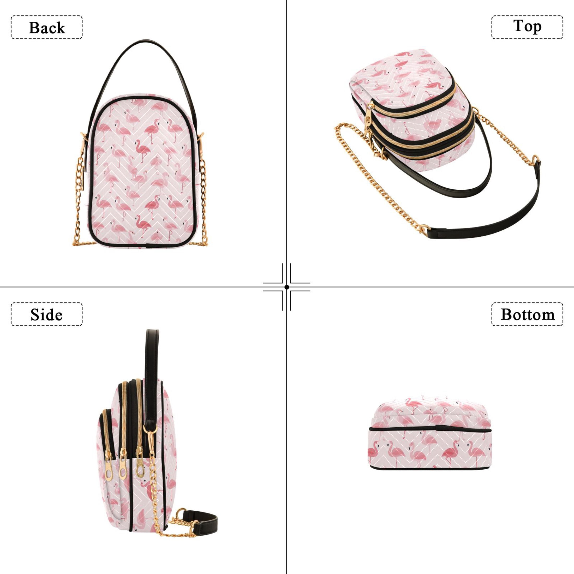 Small Crossbody Bags for Women Pink Flamingo Cute Cell Phone Wallet Multi Zipper Pockets Purse Handbag