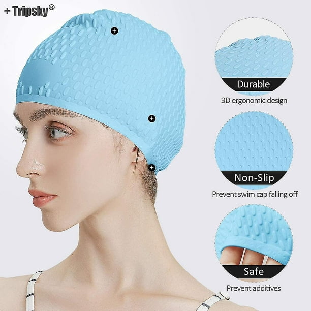 Swim Caps For Women, Long Hair Waterproof Silicone Swimming Caps Durable  Elastic Non-slip Bathing Caps Swim Cap