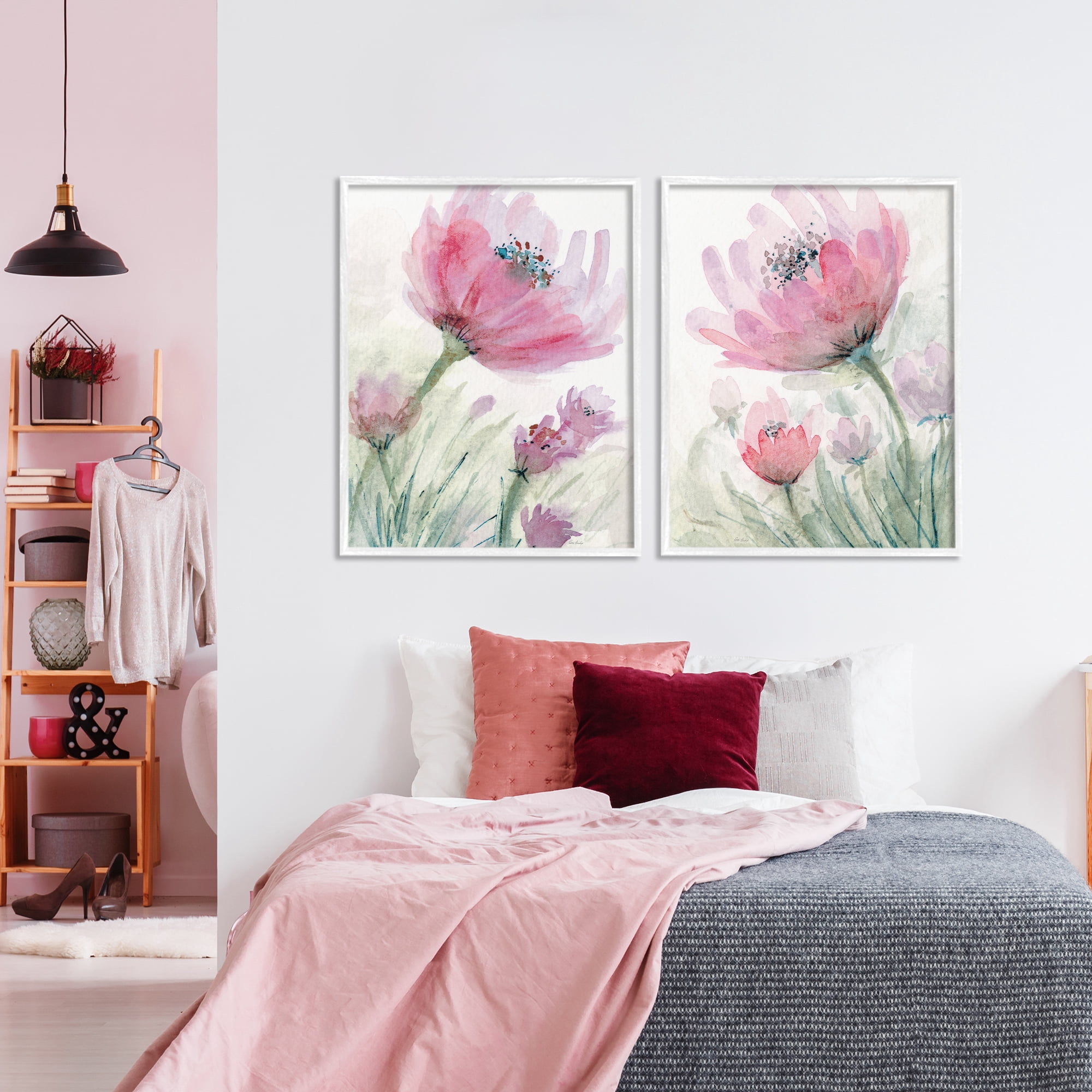 Stupell Industries Speckled Flower Stamens 2 Piece White Framed Giclee Art Set, design by Patti Bishop