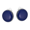 thumbnail image 2 of Classic 16mm Round Swirl Blue Lapis Botton Sterling Silver Clip On Earrings, 2 of 5