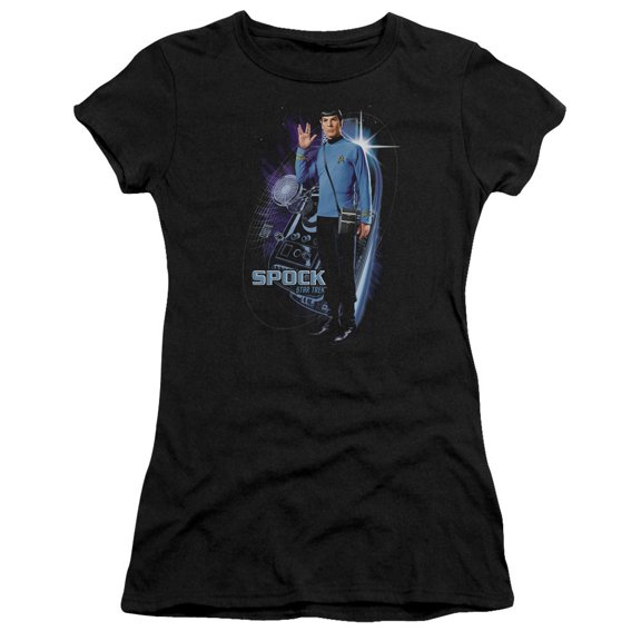 Star Trek Galactic Spock Junior Women's Sheer T-Shirt Black
