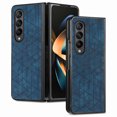 thumbnail image 1 of ELEHOLD for Samsung Galaxy Z Fold 4 2022 Leather Case, Embossed Leather Slim Fit Lightweight Shockproof Case Anti-Scratch Folding Phone Cover with Anti-Slip Strip,Blue, 1 of 7