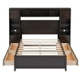 thumbnail image 6 of Harper & Bright Designs Full Size Platform Bed with All-in-One Cabinet and Storage Shelf, Wooden Full Bed Frame with 4 Drawers and Sockets, Espresso, 6 of 12