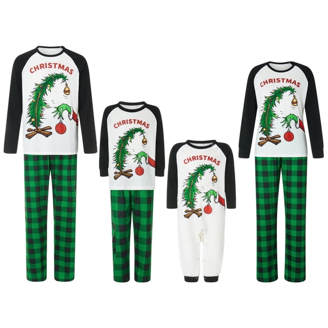 Conjunto de pijamas navideños a juego para toda la familia Meihuid, pijamas navideños de manga larga, ropa de dormir para estar en casa