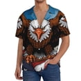 thumbnail image 1 of Balery Cartoon Bald Eagle USA Camisa Casual de Manga Corta con Botones para Hombre, Texturizada, Estilo Cubano, para Playa, Verano-3X-Large, 1 of 5