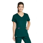 Grey's Active Women's 4 Pocket Knit Side Panel V-Neck Scrub Top - 41423