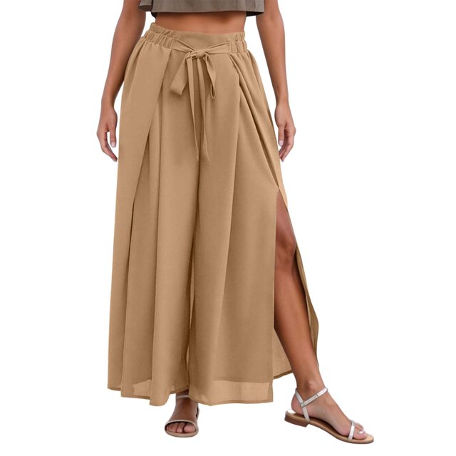 Pantalones palazzo anchos para mujer: pantalones elásticos y flexibles con cintura elástica para primavera/verano/otoño