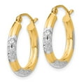 thumbnail image 2 of Primal Gold 14 Karat Yellow Gold and Rhodium-plated Diamond-cut 3x20mm Hoop Earrings, 2 of 4